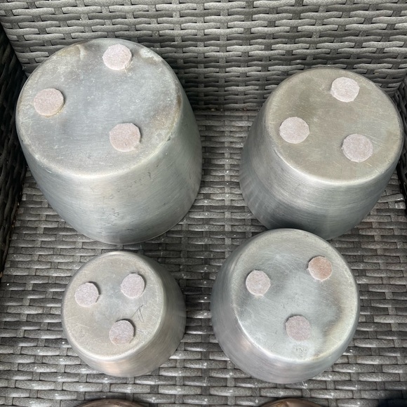 Vintage Aluminum 1960s 4 Canister Nesting Set w Rose Copper Lids MCM - Picture 8 of 8